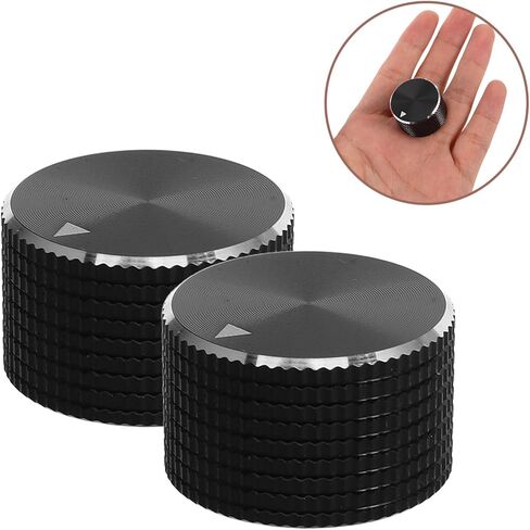 Toyvian 2pcs 25x15mm Black Knurled Aluminum Control Knobs for Bass Guitar Volume Potentiometer Replacement, Round Metal DIY Amplifier Electric Guitar Knobs for Audio Adjustment in Saudi Arabia