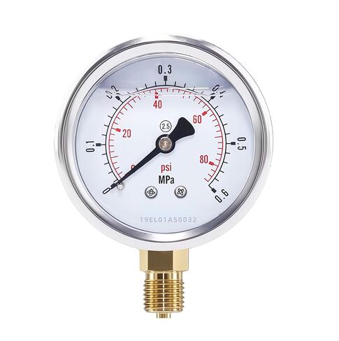 مقياس ضغط المياه، مقياس الضغط المنخفض المملوء بالجليسرين، قرص 2.5 بوصة، حامل سفلي 1/4 بوصة NPT، 304 من الفولاذ المقاوم للصدأ، مقاوم للاهتزاز، لأنبوب منزل RV بئر المضخة 0-60 رطل لكل بوصة مربعة in Kuwait