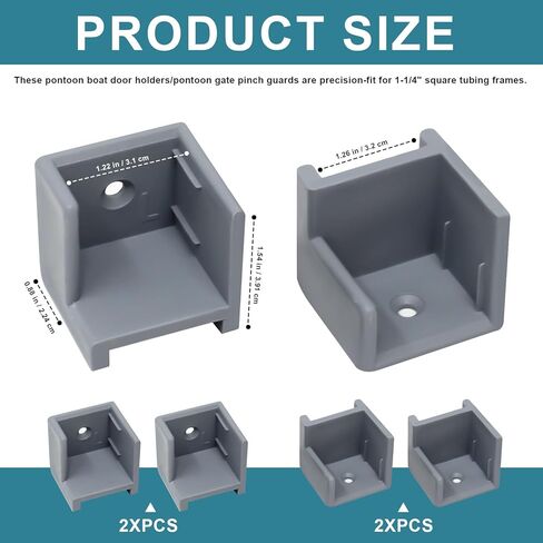 Pontoon Boat Door Holder Kit - Left & Right Hand Hinge Stopper for Pontoon Gate Door, Anti-Rattle Door Stop for 1-1/4" Pontoon Boat Parts, Durable Grey Pontoon Door Stopper Hinge, 2 Left + 2 Right in Saudi Arabia