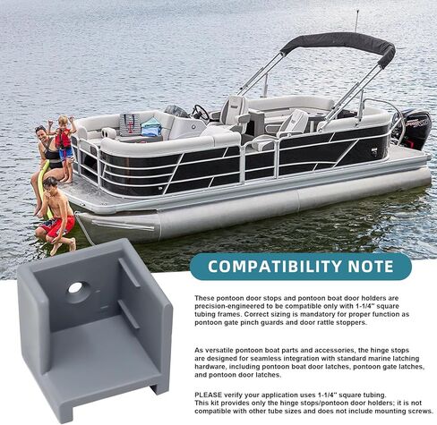 Pontoon Boat Door Holder Kit - Left & Right Hand Hinge Stopper for Pontoon Gate Door, Anti-Rattle Door Stop for 1-1/4" Pontoon Boat Parts, Durable Grey Pontoon Door Stopper Hinge, 2 Left + 2 Right in Saudi Arabia