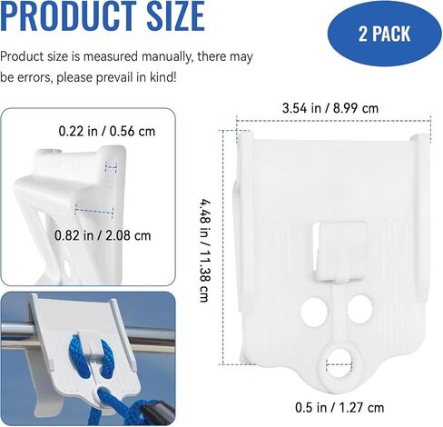 مشابك ممتص الصدمات للقوارب من Fender Tender II، مشابك للقوارب من 7/8 بوصة إلى 1 بوصة، مشبك قارب بلاستيكي للمصدات، مشابك سريعة للتعديل لحاجز القارب لحبل خطوط الحاجز من 1/4 بوصة إلى 3/8 بوصة، أبيض 2 عبوة in Kuwait