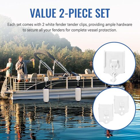 مشابك ممتص الصدمات للقوارب من Fender Tender II، مشابك للقوارب من 7/8 بوصة إلى 1 بوصة، مشبك قارب بلاستيكي للمصدات، مشابك سريعة للتعديل لحاجز القارب لحبل خطوط الحاجز من 1/4 بوصة إلى 3/8 بوصة، أبيض 2 عبوة in Kuwait