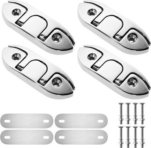 Boat Dock Cleat,4.5 inch/6 inch Marine Grade 316 Stainless Steel Folding Cleats Rope Cleat Flip Up Dock Cleat for Boat Kayak with Fastener in Saudi Arabia