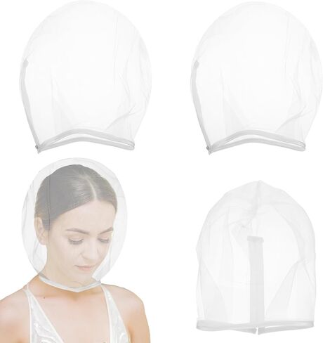 Larrel 3 Pcs Makeup Protector Hood for Face, Polyester Chiffon Makeup Protector Hood Washable Zipper Closure Face Cover Reusable Make up Faces Cover for Women Beauty (White) in Saudi Arabia