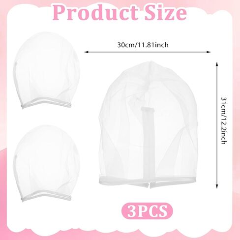 Larrel 3 Pcs Makeup Protector Hood for Face, Polyester Chiffon Makeup Protector Hood Washable Zipper Closure Face Cover Reusable Make up Faces Cover for Women Beauty (White) in Saudi Arabia