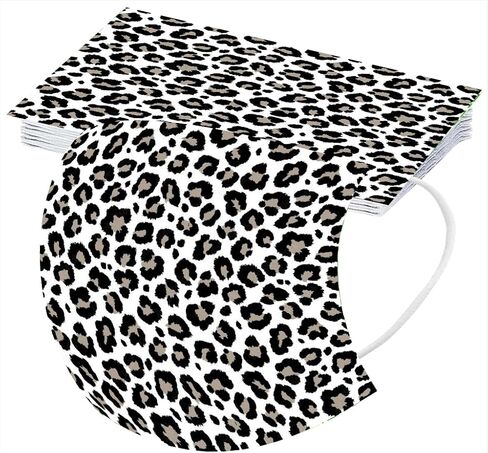 Cheetah Print Disposable Face Cover with Designs for Adults Women,Cute Leopard Printed Pattern with Nose Wire,50Pcs in Kuwait