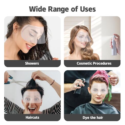 100 قطعة من درع الوجه الشفاف، درع الرموش، درع الوجه الشفاف، قناع الاستحمام للبالغين، درع الوجه بشريط بلاستيكي للاستحمام، قناع الدش، مستلزمات صالونات الشعر، صالونات التجميل، غسل الشعر، قص الشعر in Kuwait