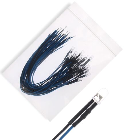 20PCS Pre-Wired Blue LED Diode Lights 5mm, DC 12V 7.9 Inch Ultra Bright LED Light Emitting Diodes Round Diffused Lens Mini Single Led Bulb Lamps for Circuit Experiment, DIY Lighting Projects in Kuwait