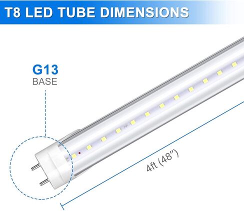 مصابيح أنبوبية LED T8 أحادية الأطراف بطول 4 أقدام، تجاوز الصابورة، 6000 كلفن، عدسة شفافة، 3000LM 22W (ما يعادل 60W) النوع A، 110V 277V، استبدال مصابيح الفلورسنت للمستودع، المرآب، الطابق السفلي، 25 حزمة in Kuwait