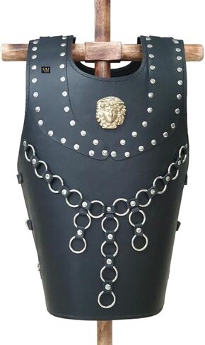 NauticalMart Medieval Greek Leather Breastplate - Brass Studded Armor Costume Black in Saudi Arabia