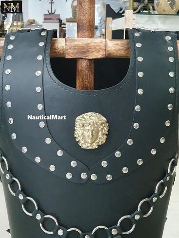 NauticalMart Medieval Greek Leather Breastplate - Brass Studded Armor Costume Black in Saudi Arabia