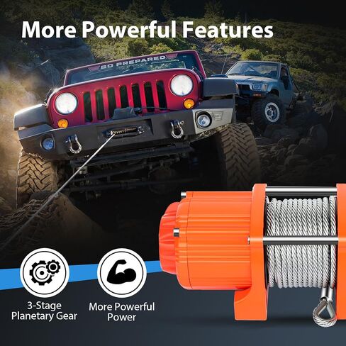 4500LBS electric winch kit, 4500LBS ATV UTV Truck winch, 12V 4500LBS winch Steel Cable Winch, with Roller Fairlead & Control Box & 2 x 12 winch rope Wireless Remote Control & Mounting Plate in Saudi Arabia