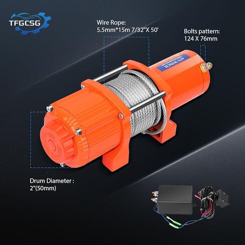 4500LBS electric winch kit, 4500LBS ATV UTV Truck winch, 12V 4500LBS winch Steel Cable Winch, with Roller Fairlead & Control Box & 2 x 12 winch rope Wireless Remote Control & Mounting Plate in Saudi Arabia