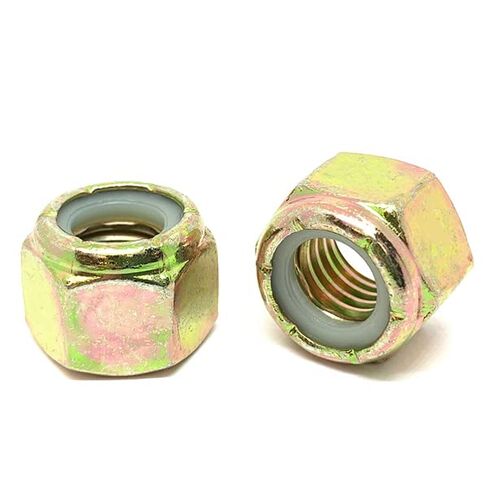 (40 Pieces) 1/4"-20 Grade 8 Hex Nylon Insert Lock Nuts Zinc Yellow in Saudi Arabia