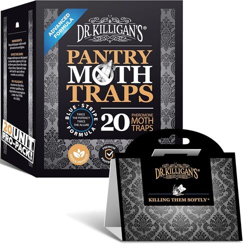 Dr. Killigan's Premium Double Potent Pantry Moth Traps with Pheromones Prime, Sticky Indian Meal Moth Traps for Kitchen, How to Get Rid of Moths in House (6 Pack, Black) in Saudi Arabia
