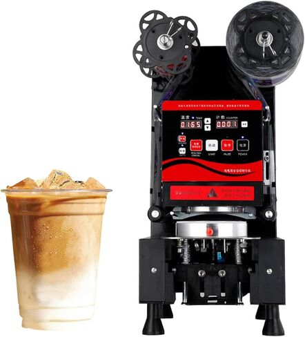 90/95 Mm Fully Automatic Bubble Tea Cup Sealing Machine, Commercial Electric Cup Sealer Machine, Plastic & Paper Cup Sealing Machine With Digital Control Panel For 540-760 Cups/Hour bla，Black 95mm in Saudi Arabia