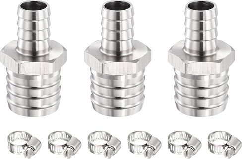 3 قطع من METALLIXITY 3 قطع خرطوم من الفولاذ المقاوم للصدأ 304 إلى محول 1 بوصة × 1/2 بوصة مع 6 قطع مشبك خرطوم للسيارات والدراجات النارية والبحرية والشاحنات وأنظمة الوقود RV in Kuwait