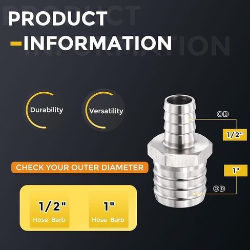3 قطع من METALLIXITY 3 قطع خرطوم من الفولاذ المقاوم للصدأ 304 إلى محول 1 بوصة × 1/2 بوصة مع 6 قطع مشبك خرطوم للسيارات والدراجات النارية والبحرية والشاحنات وأنظمة الوقود RV in Kuwait