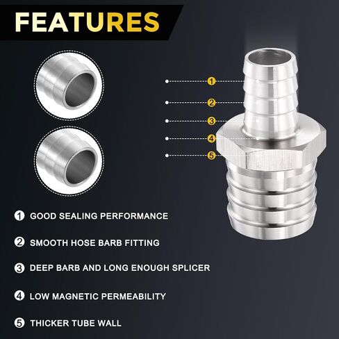 3 قطع من METALLIXITY 3 قطع خرطوم من الفولاذ المقاوم للصدأ 304 إلى محول 1 بوصة × 1/2 بوصة مع 6 قطع مشبك خرطوم للسيارات والدراجات النارية والبحرية والشاحنات وأنظمة الوقود RV in Kuwait