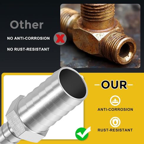 3 قطع من METALLIXITY 3 قطع خرطوم من الفولاذ المقاوم للصدأ 304 إلى محول 1 بوصة × 1/2 بوصة مع 6 قطع مشبك خرطوم للسيارات والدراجات النارية والبحرية والشاحنات وأنظمة الوقود RV in Kuwait