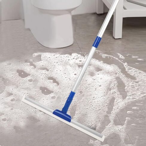 مكنسة ممسحة سحرية مقاس 17 بوصة مع مقبض طويل قابل للتعديل بطول 56 بوصة للمطبخ والحمامات الأرضية، بلاط الدش، فراء الحيوانات الأليفة، تنظيف النوافذ الزجاجية والرخامية in Kuwait