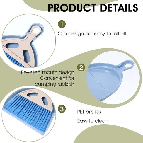 9 Pack Mini Dust Pan and Brush Set, Small Hand Broom and Dustpan Set with Handle - 3 Colors Plastic Cleaning Tools for Desk, Table, Keyboard, Car, Pet Food Crumbs in Saudi Arabia