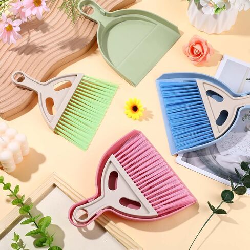 9 Pack Mini Dust Pan and Brush Set, Small Hand Broom and Dustpan Set with Handle - 3 Colors Plastic Cleaning Tools for Desk, Table, Keyboard, Car, Pet Food Crumbs in Saudi Arabia