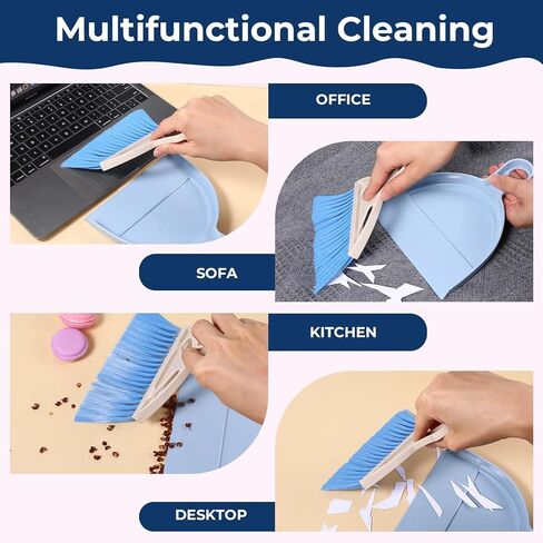 9 Pack Mini Dust Pan and Brush Set, Small Hand Broom and Dustpan Set with Handle - 3 Colors Plastic Cleaning Tools for Desk, Table, Keyboard, Car, Pet Food Crumbs in Saudi Arabia
