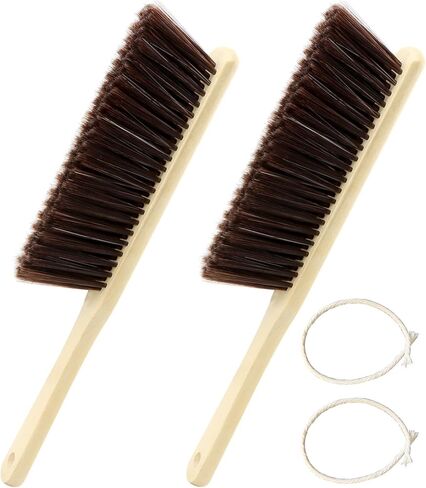 2 Pieces Hand Brushes for Cleaning Long Handle,Wooden Dust Brush Plastic Bristles,Soft Bristle Broom,Bench Brush Shop Brush,Rug Brush,Drafting Brush,Wood Dish Brush(Size:8.66x2.68 inches) in Kuwait