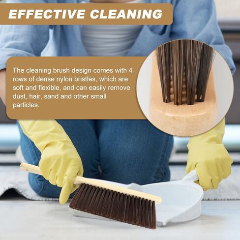 2 Pieces Hand Brushes for Cleaning Long Handle,Wooden Dust Brush Plastic Bristles,Soft Bristle Broom,Bench Brush Shop Brush,Rug Brush,Drafting Brush,Wood Dish Brush(Size:8.66x2.68 inches) in Kuwait