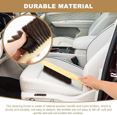 2 Pieces Hand Brushes for Cleaning Long Handle,Wooden Dust Brush Plastic Bristles,Soft Bristle Broom,Bench Brush Shop Brush,Rug Brush,Drafting Brush,Wood Dish Brush(Size:8.66x2.68 inches) in Kuwait