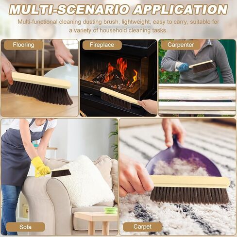 2 Pieces Hand Brushes for Cleaning Long Handle,Wooden Dust Brush Plastic Bristles,Soft Bristle Broom,Bench Brush Shop Brush,Rug Brush,Drafting Brush,Wood Dish Brush(Size:8.66x2.68 inches) in Kuwait