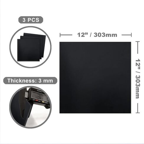 لوح بلاستيكي أسود من البولي إيثيلين عالي الكثافة HDPE بسمك 1/4، 12 × 12 بوصة، 3 قطع in Kuwait