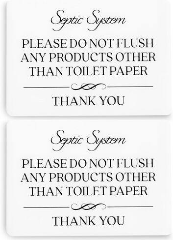 نظام الصرف الصحي لا يتدفق علامة المرحاض (أكريليك أبيض 5 × 3.5 بوصة) - لا تتدفق أي شيء باستثناء علامة ورق المرحاض - علامات الحمام للأعمال - لافتات Airbnb والحمامات in Kuwait