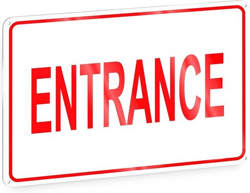 Reflective Entrance Sign, 8x12 Rust-Free Aluminum Enter Here Sign for Door or Wall, Weather Resistant, Easy Mounting in Saudi Arabia