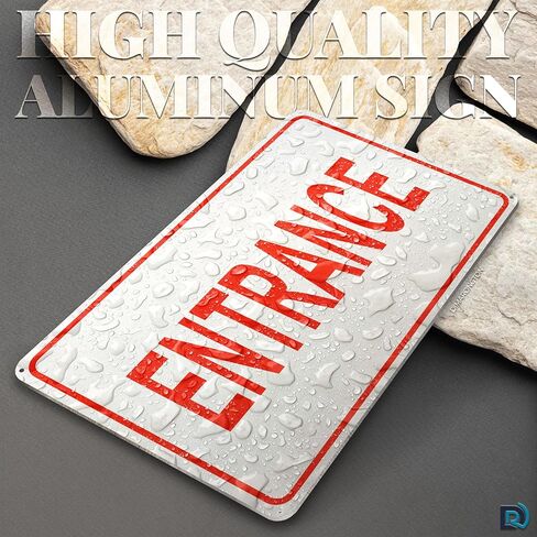 Reflective Entrance Sign, 8x12 Rust-Free Aluminum Enter Here Sign for Door or Wall, Weather Resistant, Easy Mounting in Saudi Arabia