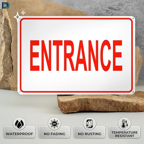 Reflective Entrance Sign, 8x12 Rust-Free Aluminum Enter Here Sign for Door or Wall, Weather Resistant, Easy Mounting in Saudi Arabia