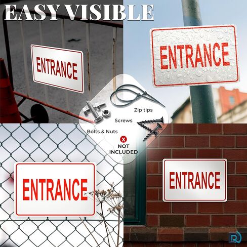 Reflective Entrance Sign, 8x12 Rust-Free Aluminum Enter Here Sign for Door or Wall, Weather Resistant, Easy Mounting in Saudi Arabia
