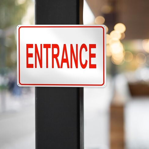 Reflective Entrance Sign, 8x12 Rust-Free Aluminum Enter Here Sign for Door or Wall, Weather Resistant, Easy Mounting in Saudi Arabia