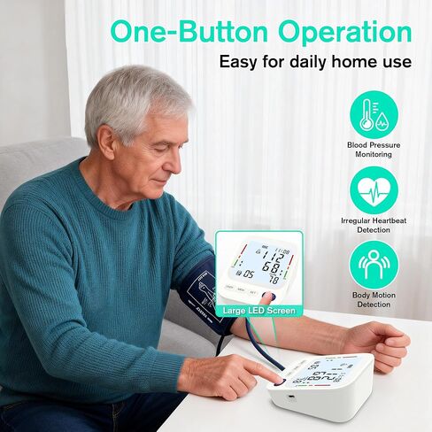 P PANACARE Upper Arm Blood Pressure Monitor – Large LCD Display BP Machine, 2-User 240 Memory, Irregular Heartbeat Detection, Wide Cuff 8.7"-20.5", Type-C Power in Kuwait