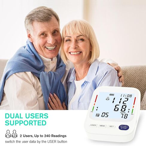 P PANACARE Upper Arm Blood Pressure Monitor – Large LCD Display BP Machine, 2-User 240 Memory, Irregular Heartbeat Detection, Wide Cuff 8.7"-20.5", Type-C Power in Kuwait