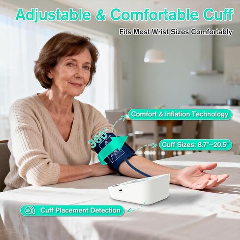 P PANACARE Upper Arm Blood Pressure Monitor – Large LCD Display BP Machine, 2-User 240 Memory, Irregular Heartbeat Detection, Wide Cuff 8.7"-20.5", Type-C Power in Kuwait