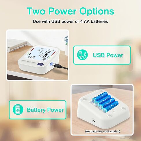 P PANACARE Upper Arm Blood Pressure Monitor – Large LCD Display BP Machine, 2-User 240 Memory, Irregular Heartbeat Detection, Wide Cuff 8.7"-20.5", Type-C Power in Kuwait