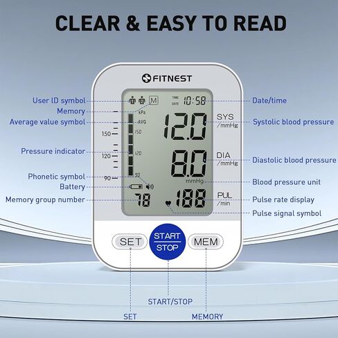 Blood Pressure Monitor, Upper Arm Blood Pressure Monitors for Home Use, Automatic Digital BP Machine, Adjustable Blood Pressure Cuff, High BP Monitor for 2 Users, Large LCD Display, Storage Bag in Saudi Arabia