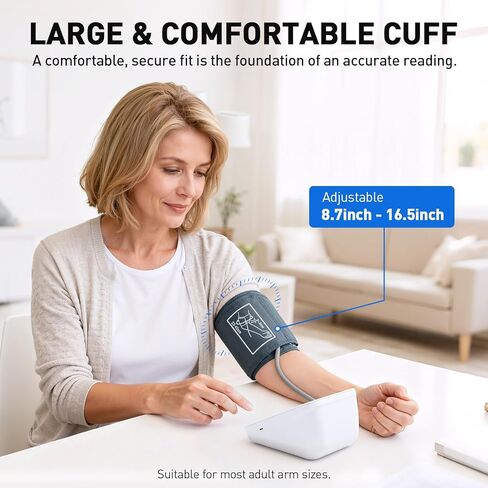 Blood Pressure Monitor, Upper Arm Blood Pressure Monitors for Home Use, Automatic Digital BP Machine, Adjustable Blood Pressure Cuff, High BP Monitor for 2 Users, Large LCD Display, Storage Bag in Saudi Arabia