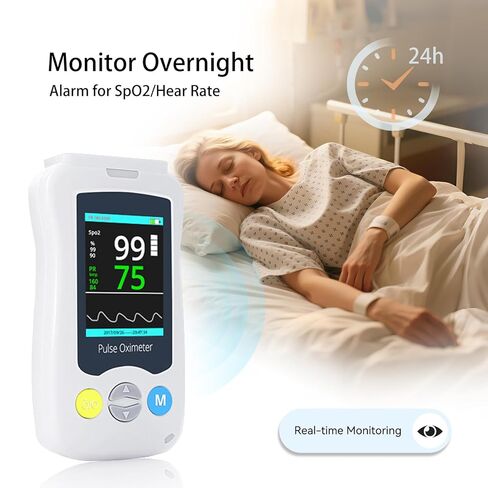مقياس التأكسج النبضي المستمر بطرف الإصبع، دقة طبية من الدرجة الطبية، قراءة سريعة، معدل نبض SpO2، جهاز مراقبة تشبع الأكسجين في الدم، محمول 500 تخزين بيانات طوال الليل، جهاز قياس التأكسج النبضي مع إنذار قابل للتعديل in Kuwait