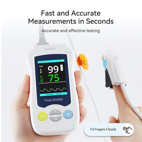 مقياس التأكسج النبضي المستمر بطرف الإصبع، دقة طبية من الدرجة الطبية، قراءة سريعة، معدل نبض SpO2، جهاز مراقبة تشبع الأكسجين في الدم، محمول 500 تخزين بيانات طوال الليل، جهاز قياس التأكسج النبضي مع إنذار قابل للتعديل in Kuwait