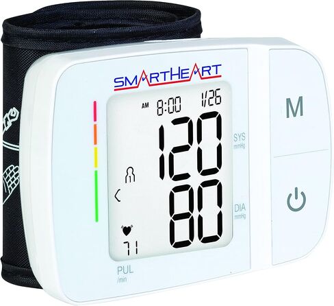 SmartHeart Blood Pressure Monitor | Adult Wrist Cuff | Audible English Spanish Instructions and Results for Visually Impaired | 2-Person Memory | in Saudi Arabia