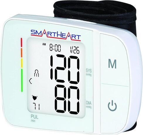SmartHeart Blood Pressure Monitor | Adult Wrist Cuff | Audible English Spanish Instructions and Results for Visually Impaired | 2-Person Memory | in Saudi Arabia