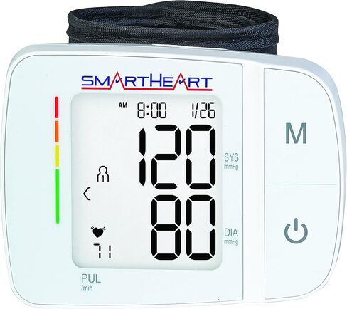 SmartHeart Blood Pressure Monitor | Adult Wrist Cuff | Audible English Spanish Instructions and Results for Visually Impaired | 2-Person Memory | in Saudi Arabia